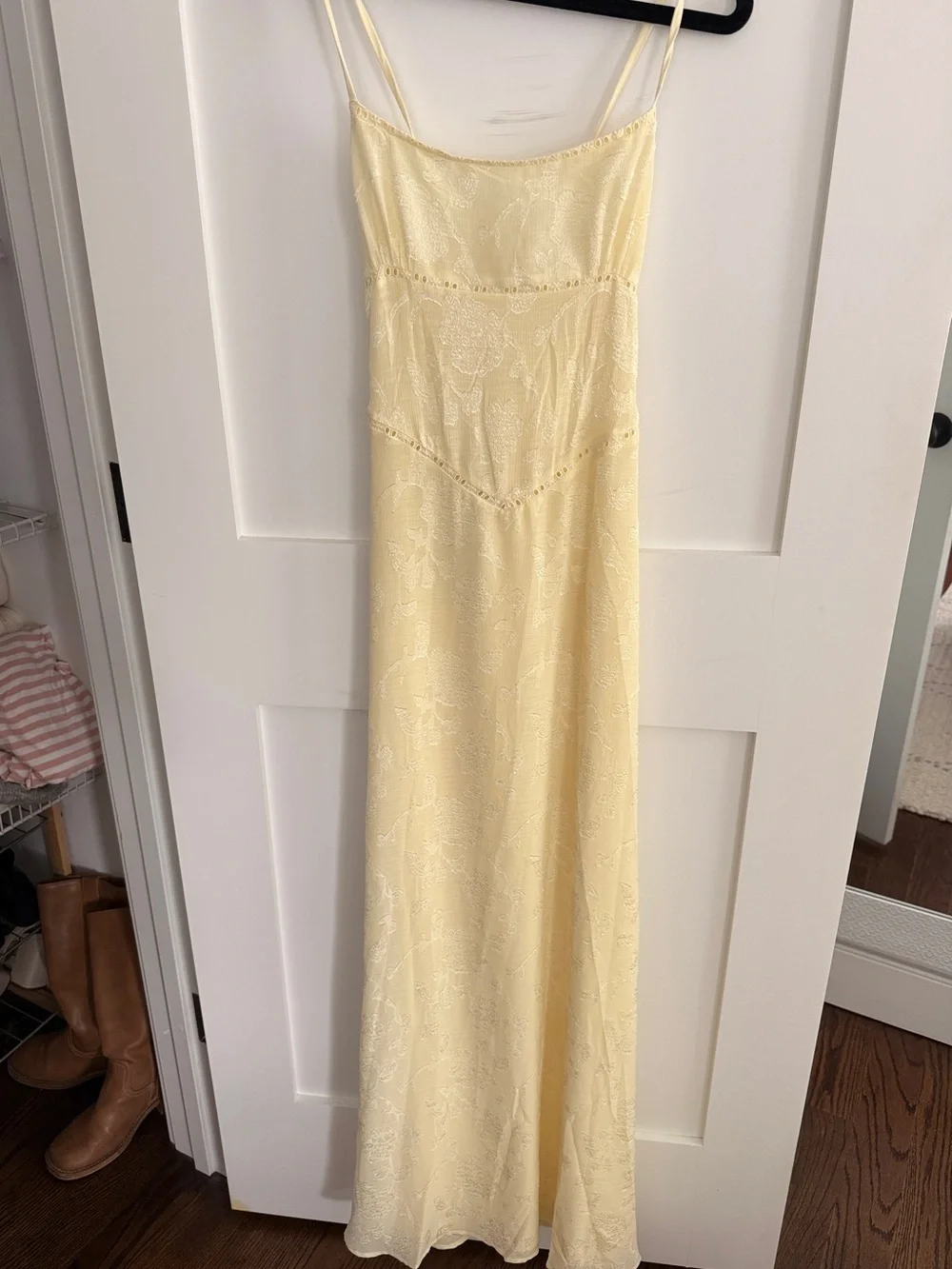 BRAND NEW Princess Polly Pale Yellow Maxi Dress with Lace Detail